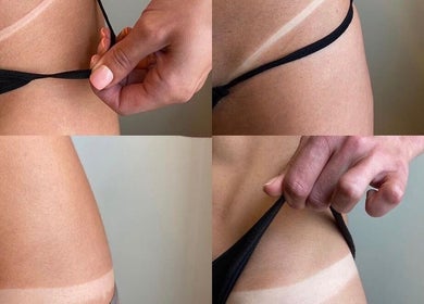 Close-up of a tan line from a tanning session at Get Sprayed, Exeter, England, GB.