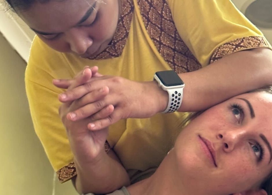 Relaxing massage at Sby Spa Wellnesscenter, Sandton, Gauteng, ZA. Therapist uses gentle hand techniques.