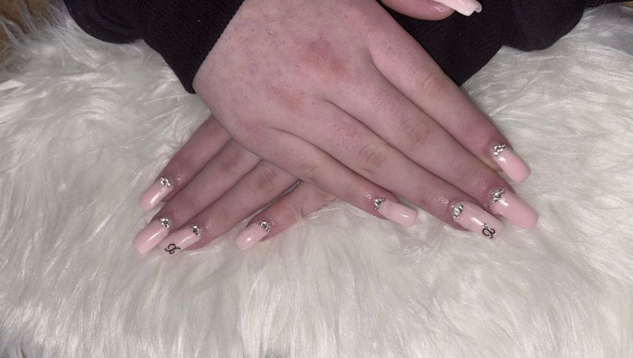 Elegant pink nail art with gems at Nails & Beauty By Mel, Canberra, Australian Capital Territory, AU.