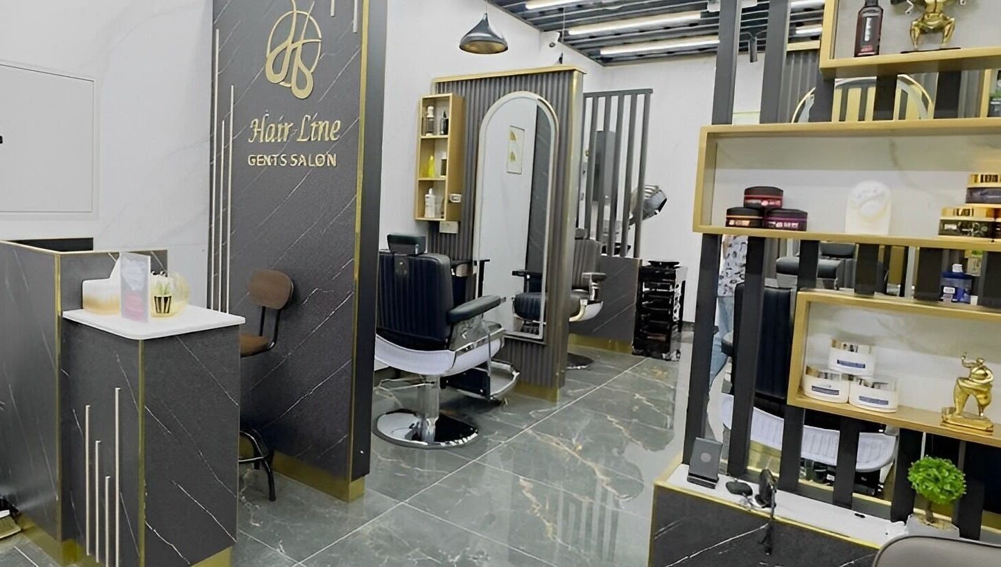 Hair Line Gents Salon - Al Jada, Sharjah showcases sleek, modern interiors with styling stations.