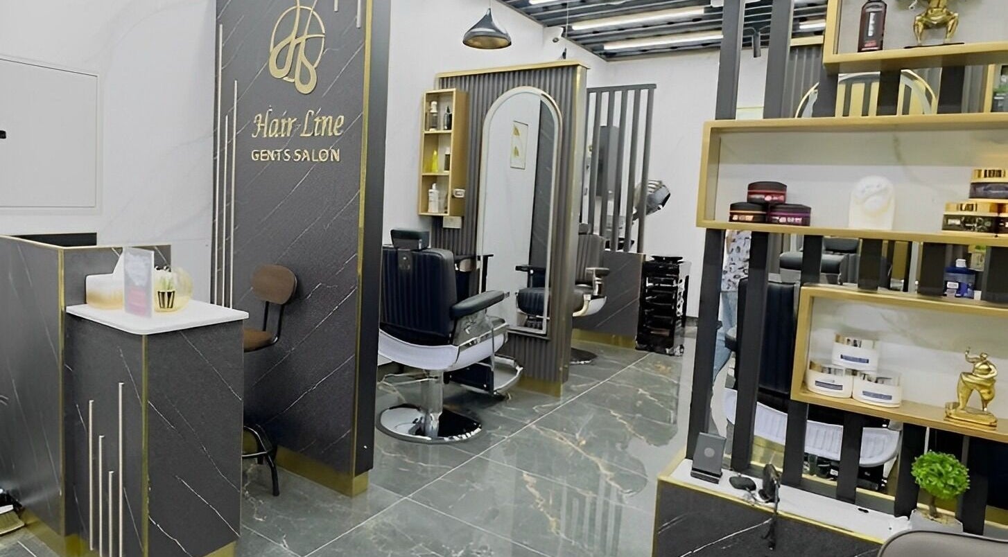 Hair Line Gents Salon - Al Jada, Sharjah showcases sleek, modern interiors with styling stations.