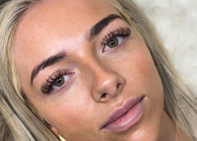 Close-up of elegant eyelash extensions at Angel Collective, Bournemouth, England, GB