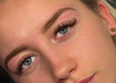 Close-up of perfect eyebrows at Angel Collective, Bournemouth, England, GB. Showcasing expert beauty treatment.
