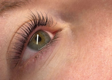 Close-up of styled lashes at Meraki Beauty Studio, Liverpool, England, GB.