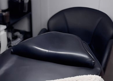 Luxurious treatment chair at Meraki Beauty Studio, Liverpool, England, GB, offering a relaxing spa experience.