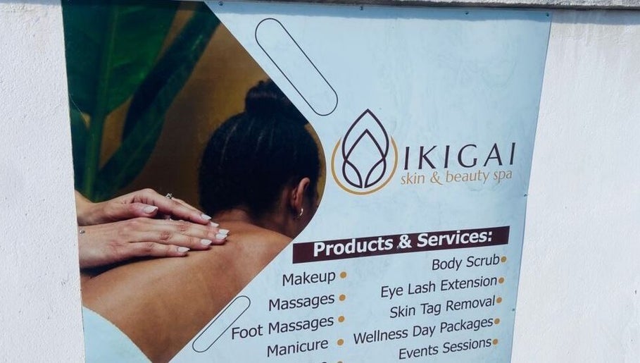 Poster of IKIGAI SKIN AND BEAUTY SPA in Gaborone, offering massages and beauty services.