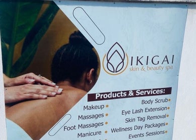 Poster of IKIGAI SKIN AND BEAUTY SPA in Gaborone, offering massages and beauty services.