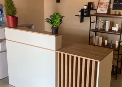 Reception area at IKIGAI SKIN AND BEAUTY SPA in Gaborone, Gaborone City, BW, showcasing elegant decor and products.