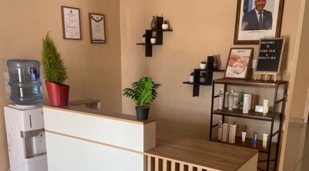 Reception area of Ikigai Skin And Beauty Spa in Gaborone, Gaborone City, BW with decor and skincare products.