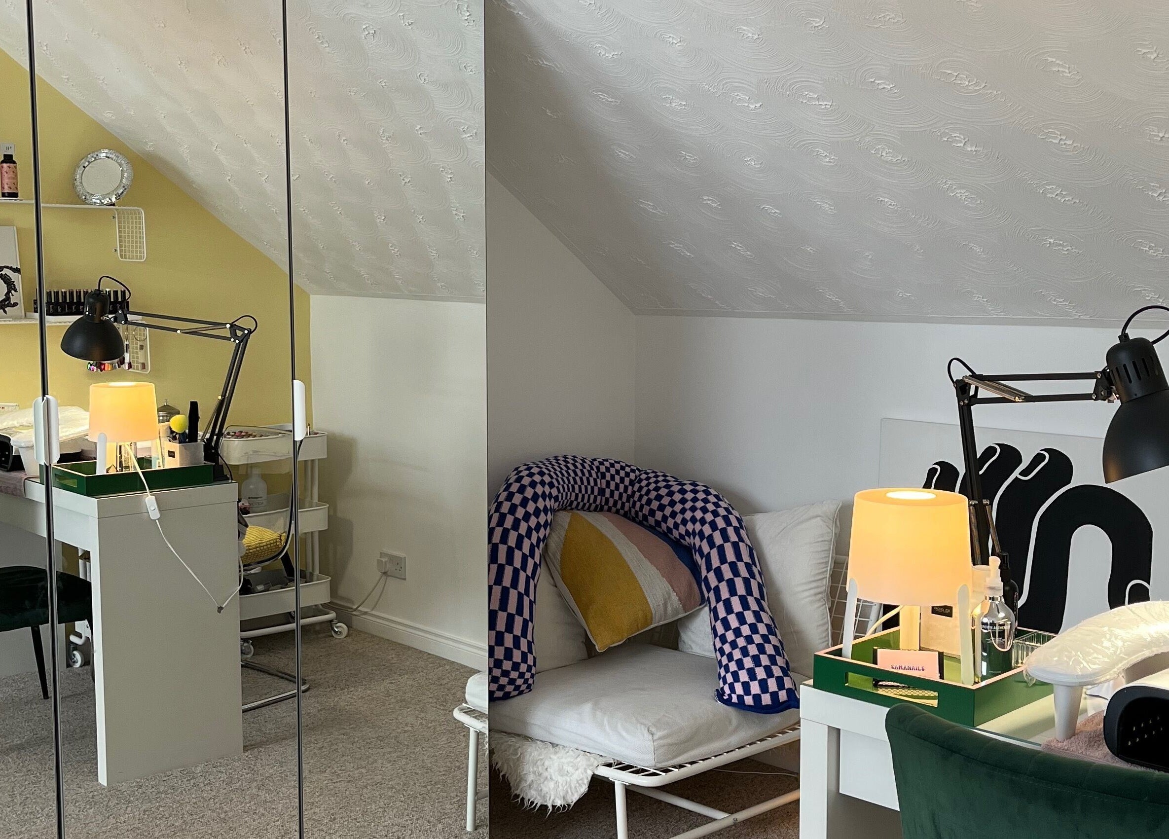 Samanails workspace, cozy and inviting, located in Broughshane, Northern Ireland, GB. Ideal for wellness.