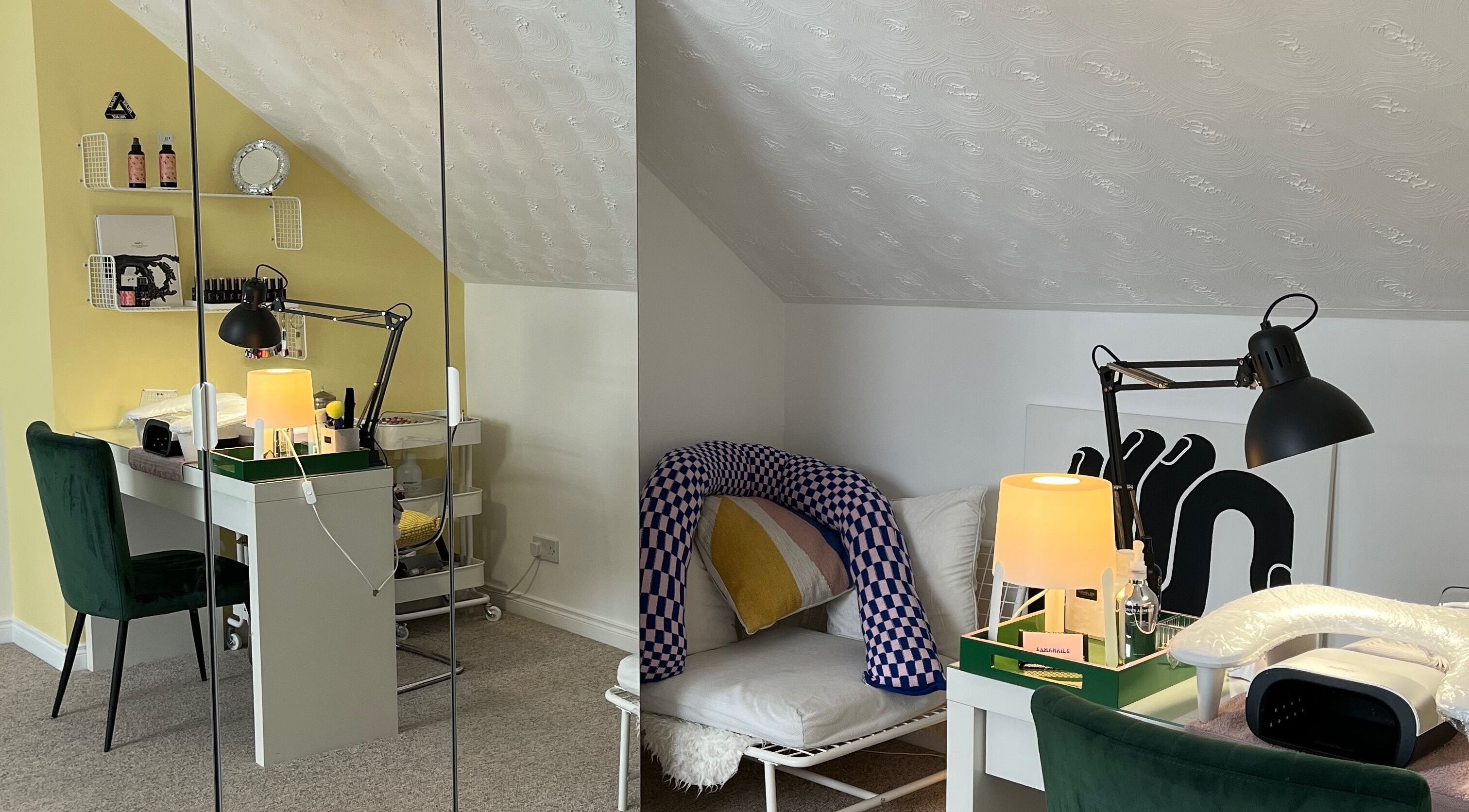 Samanails workspace, cozy and inviting, located in Broughshane, Northern Ireland, GB. Ideal for wellness.