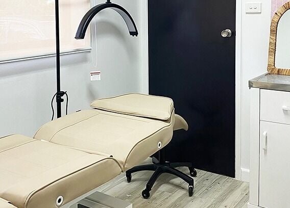 Elegant treatment room at Cakora Aesthetics - Maclean, New South Wales, AU, featuring a plush reclining chair.