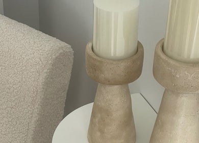 Elegant stone candle holders at DOLLY DENTAL - TEETH WHITENING & TOOTH GEMS, Maroochy River, Queensland, AU.