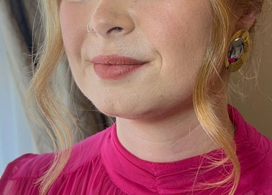 Close-up of rosy makeup look by By Ange - Bridal & Occasion Makeup Artist, Warrington, England, GB.