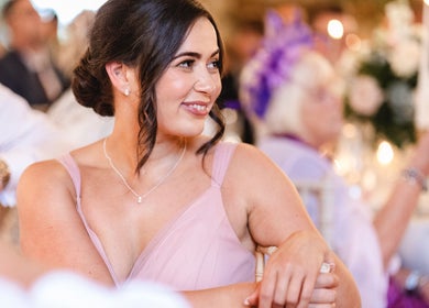 Smiling woman at event by By Ange - Bridal & Occasion Makeup Artist, Warrington, England, GB.
