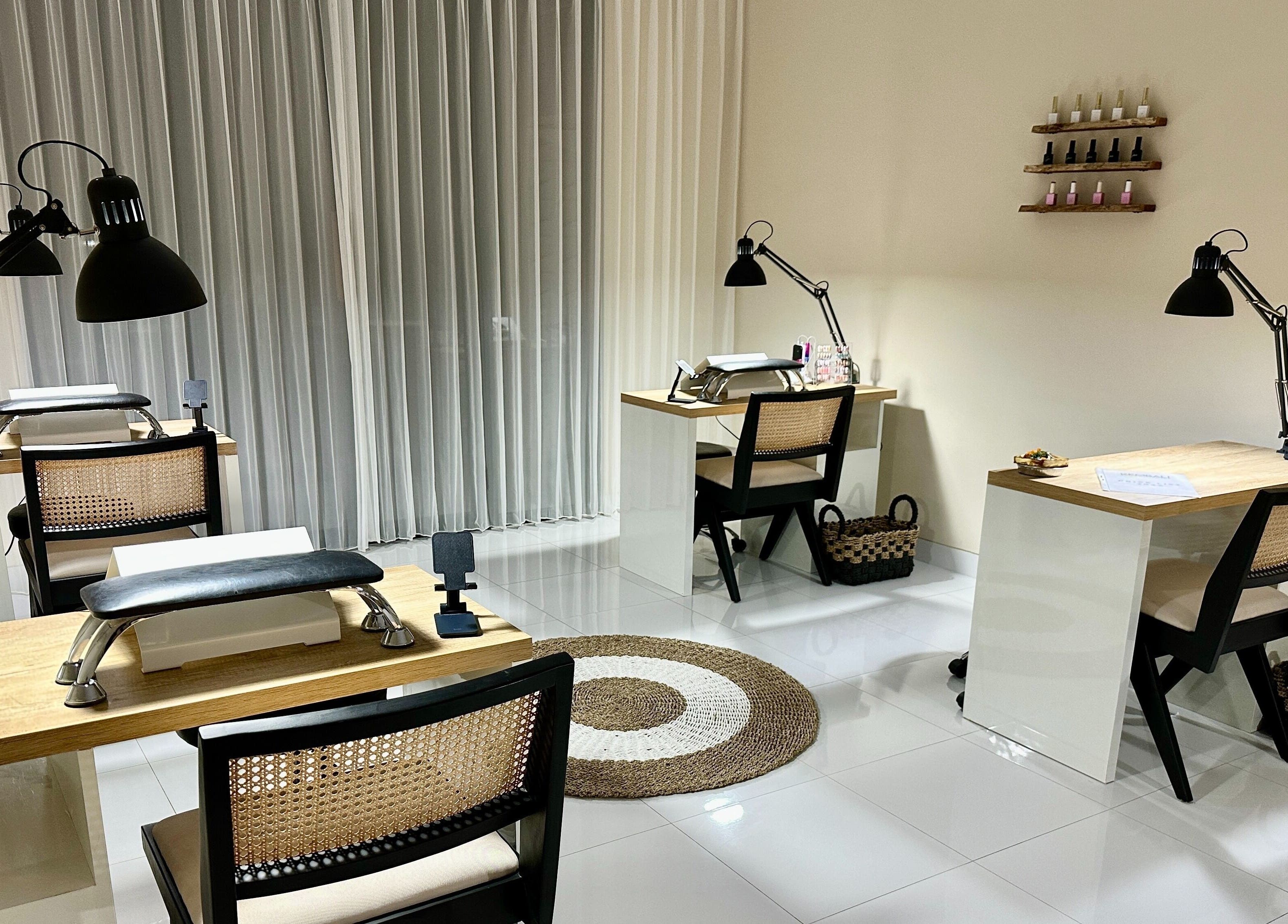 Elegant nail stations at Kembali Nails & Beauty Studio, Kab. Badung, Bali, ID, offering a serene spa experience.