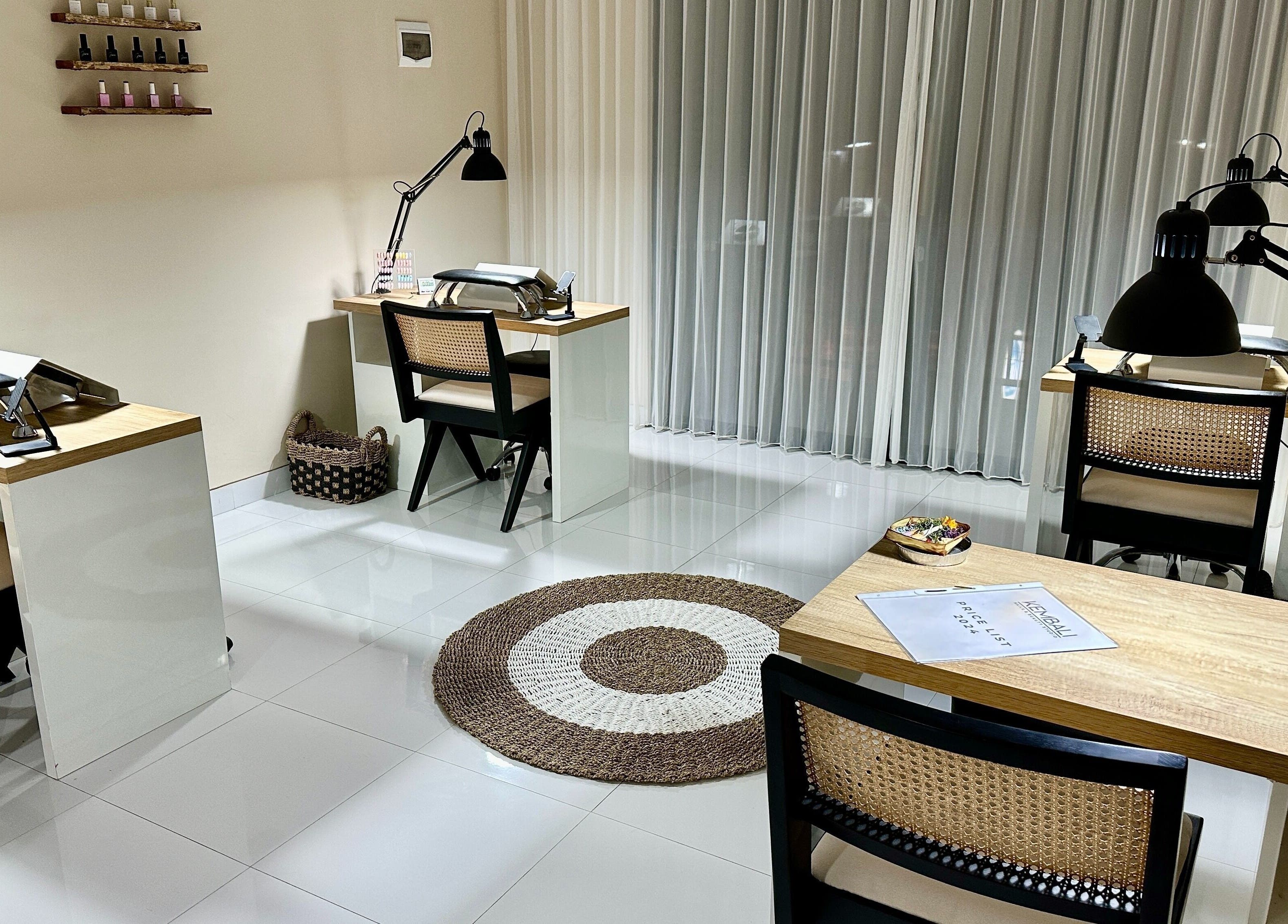 Elegant nail stations at Kembali Nails & Beauty Studio, Kab. Badung, Bali, ID, featuring modern decor.