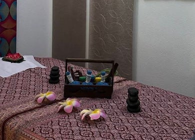 Relaxing massage setup at Blue Bamboo Thai Massage & Spa, Basel, Basel-stadt, CH, showcasing tranquility.