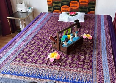 Massage mat with Thai decor at Blue Bamboo Thai Massage & Spa, Basel, Basel-stadt, CH.