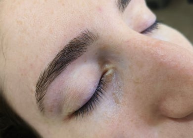 Close-up of well-groomed eyebrows at Bliss Brow & Beauty Bar, Melbourne, Victoria, AU.