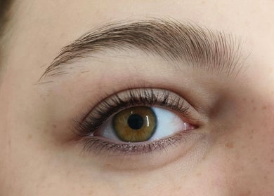 Close-up of styled eyebrow at Bliss Brow & Beauty Bar, Melbourne, Victoria, AU.