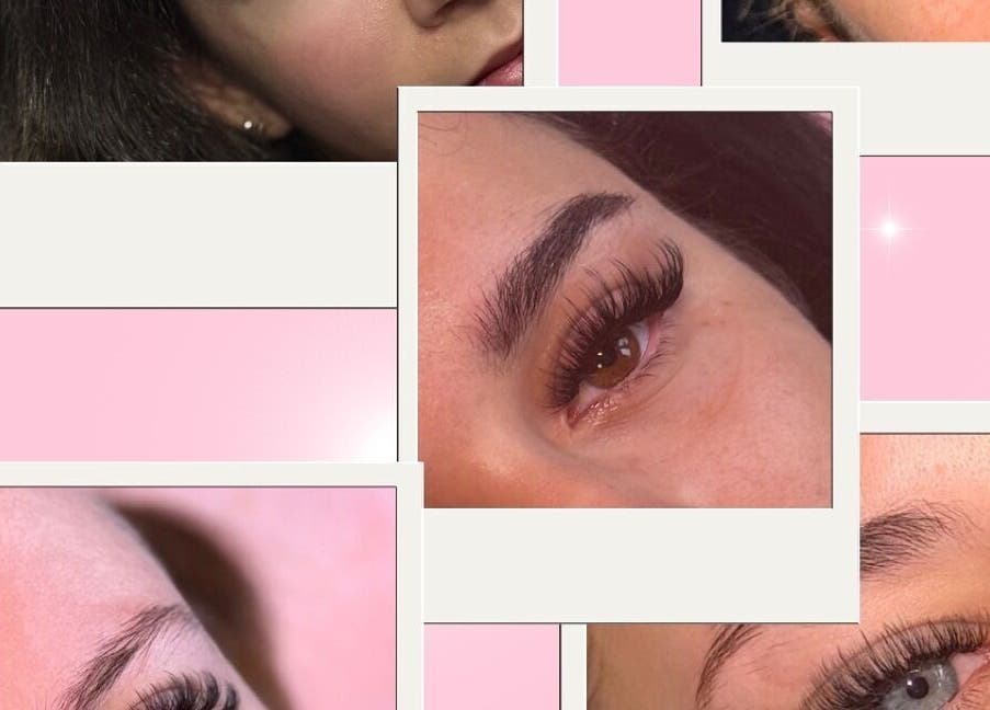 Close-up of eyelash extensions at Cait’s Lash Lounge, South Ockendon, England, GB.