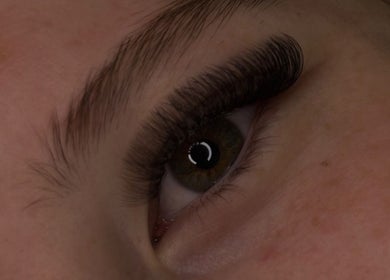 Close-up of voluminous eyelash extensions at Sb Lash & Co, Melbourne, Victoria, AU.