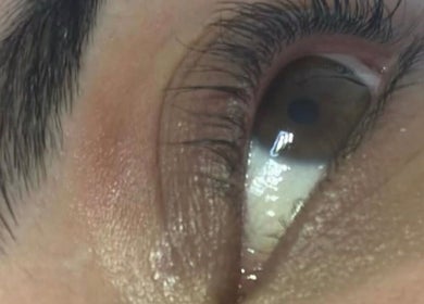 Close-up of eyelash enhancement at Beauty By Poppy Marina, Bury, England, GB.