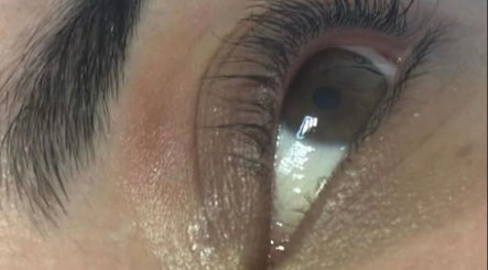 Close-up of eyelash enhancement at Beauty By Poppy Marina, Bury, England, GB.