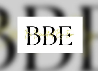 BeBeautifiedByEm logo in black and gold, Oistins, Christ Church, BB. Stylish branding for beauty services.