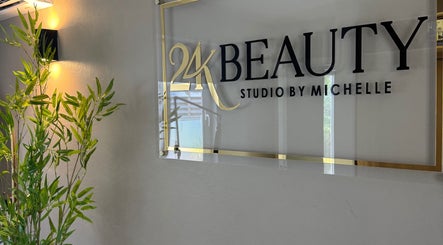 24K Beauty Studio sign with elegant decor at Noord, AW entrance.