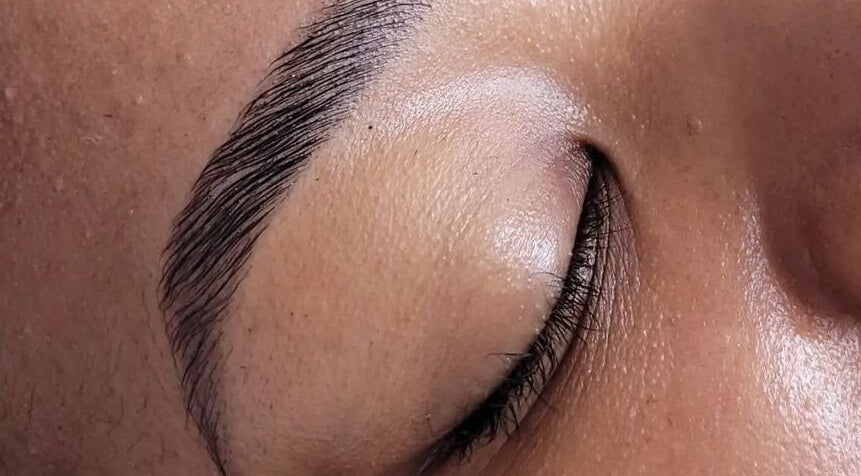 Close-up of perfectly groomed eyebrow at The Wax Bar- Malabar in Gqeberha, Eastern Cape, ZA.