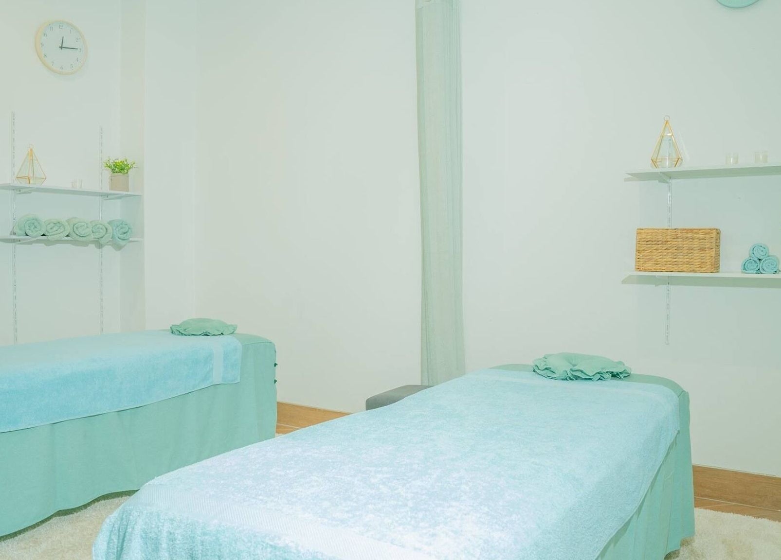 Relaxing spa treatment room at Chilax in DARWIN CITY, Northern Territory, AU with two massage tables.