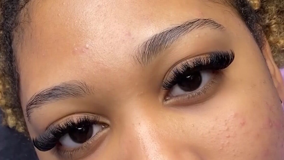 Close-up of eyelash extensions at KKTC BEAUTY SALOON, Randburg, Gauteng, ZA.