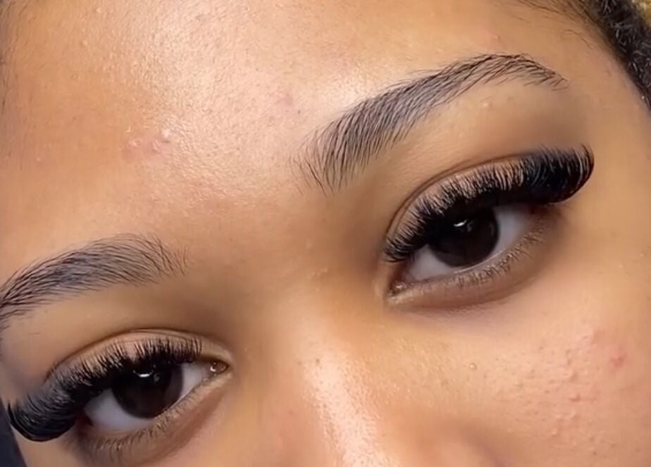 Close-up of eyelash extensions at KKTC BEAUTY SALOON, Randburg, Gauteng, ZA.
