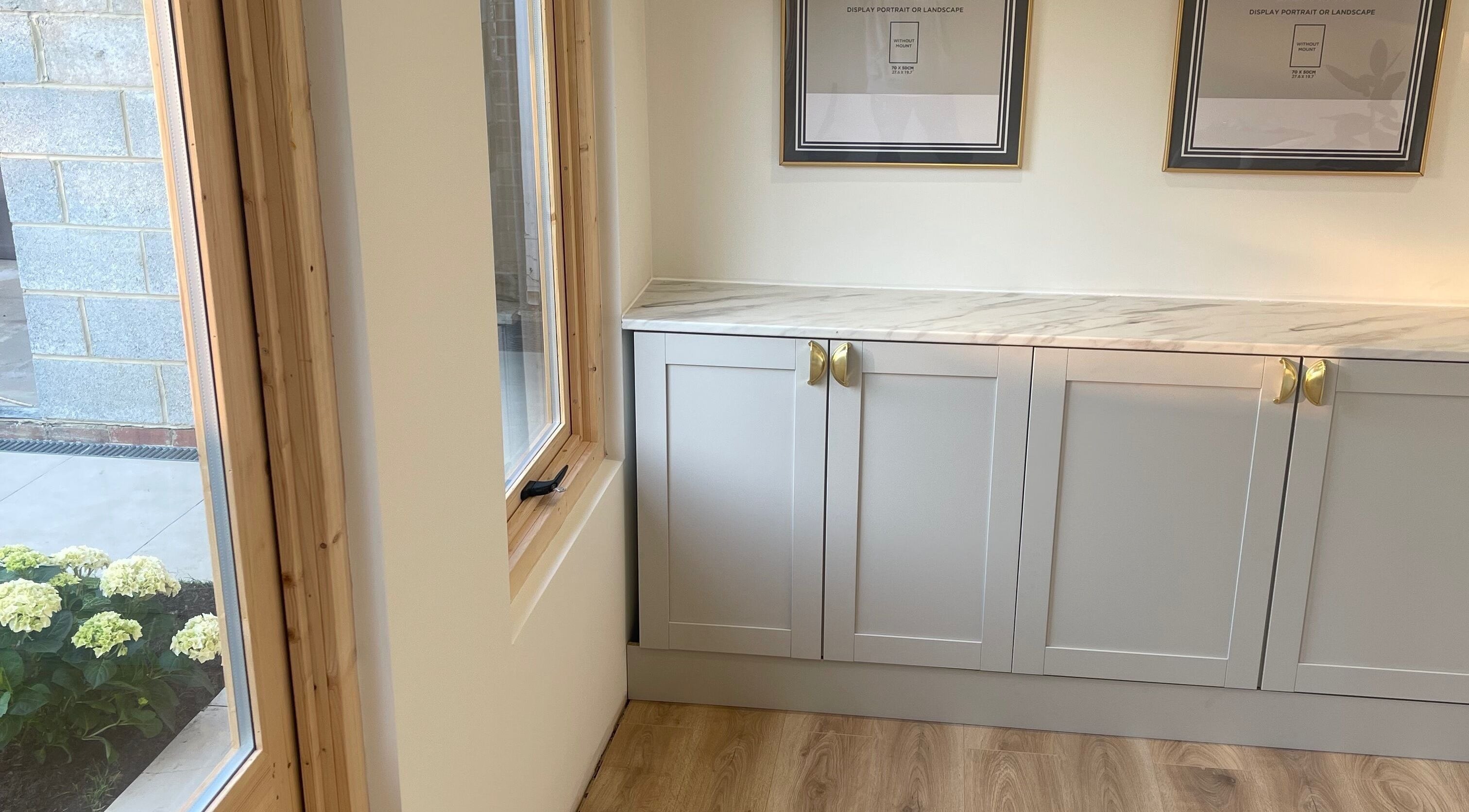 Stylish corner with sleek cabinets and sunlight at No. 1 Beauty, Whitfield, England, GB.
