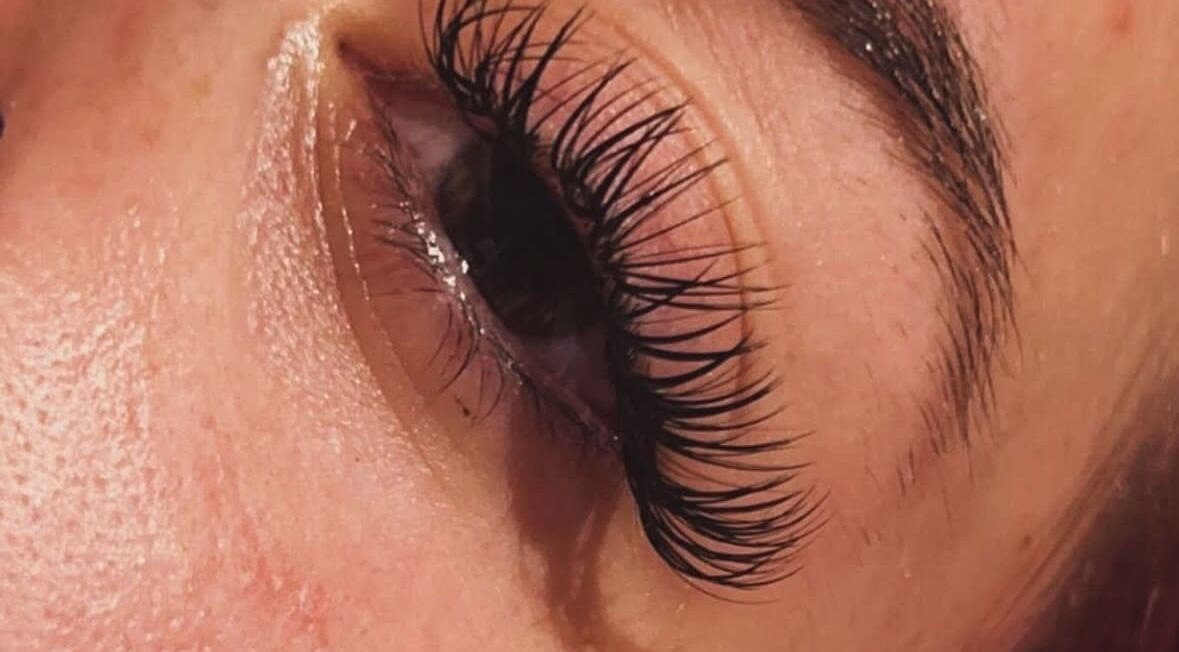 Close-up of expertly applied lash extensions at Mforrestlashes, Ayr, Scotland, GB.