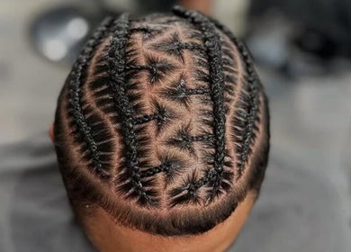 Intricate braided hairstyle at Chax Barbers | Waterloo Rd, Stoke-on-Trent, England, GB.