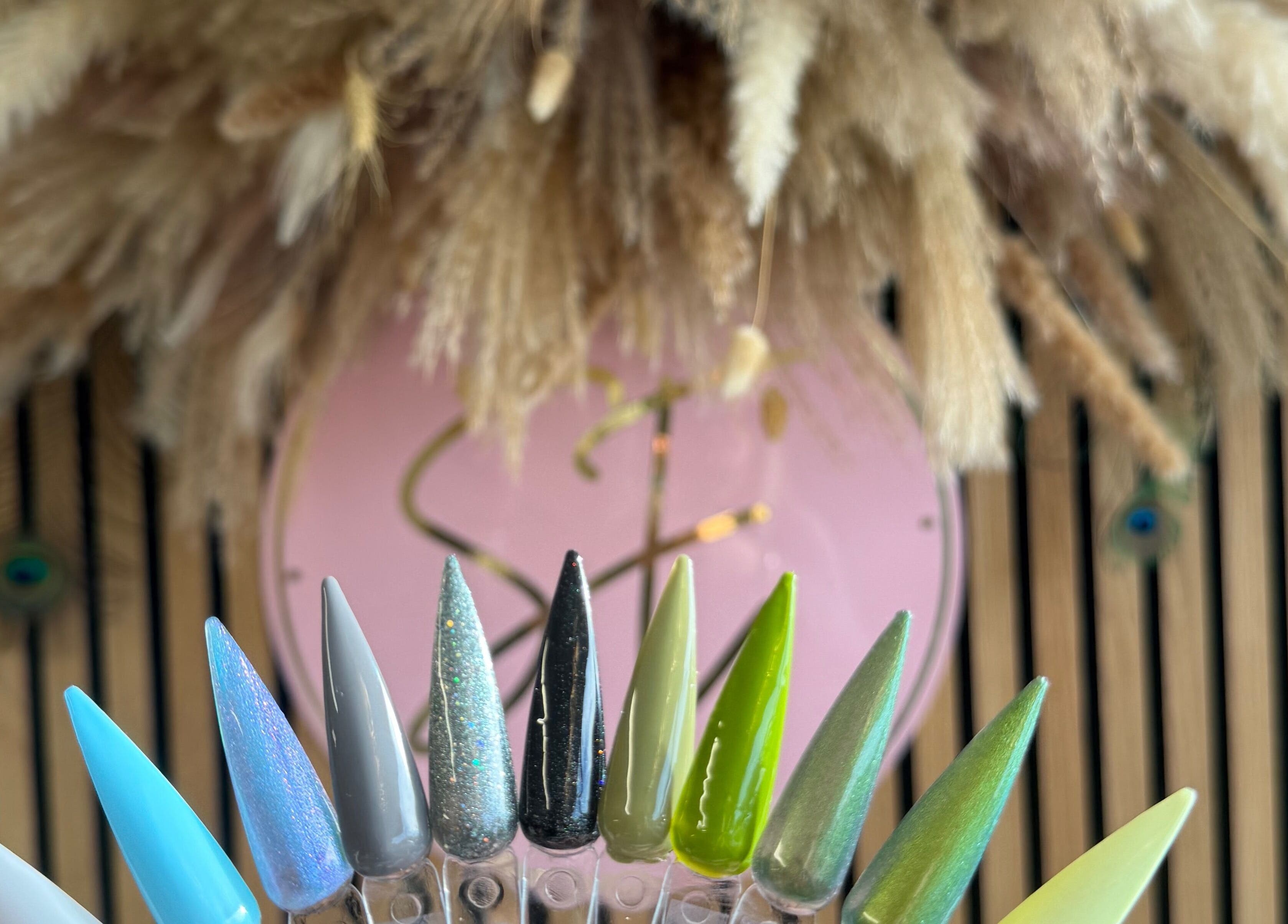 Colorful nail palette display at Summer Eva Nafferton, Nafferton, England, GB.