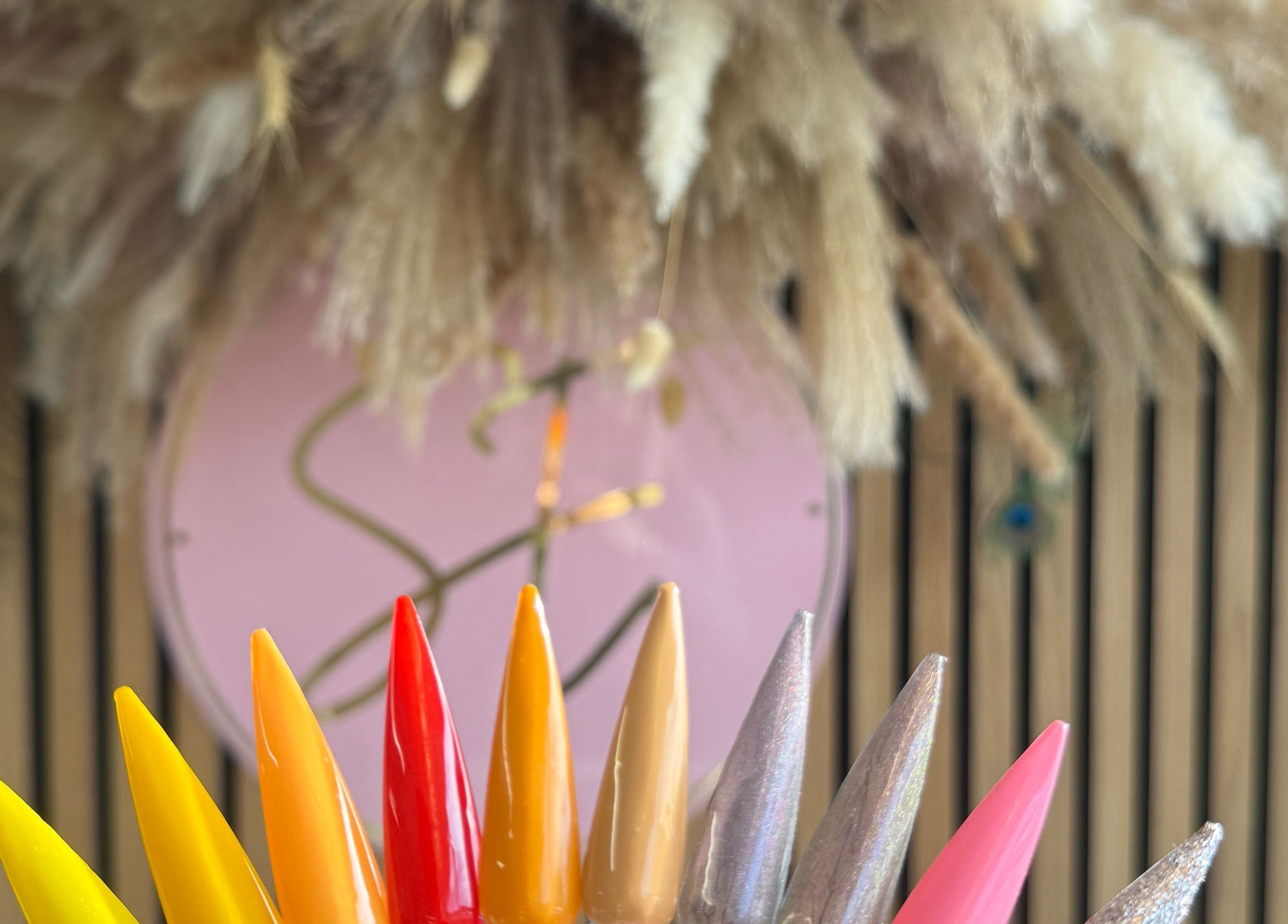 Colorful nail tips display at Summer Eva Nafferton, Nafferton, England, GB showcasing vibrant beauty trends.