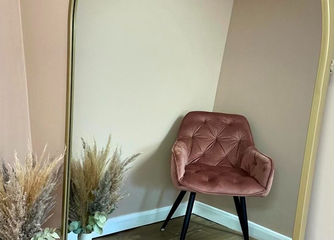 Elegant chair and mirror setup at Summer Eva Cranswick, Hutton Cranswick, England, GB.