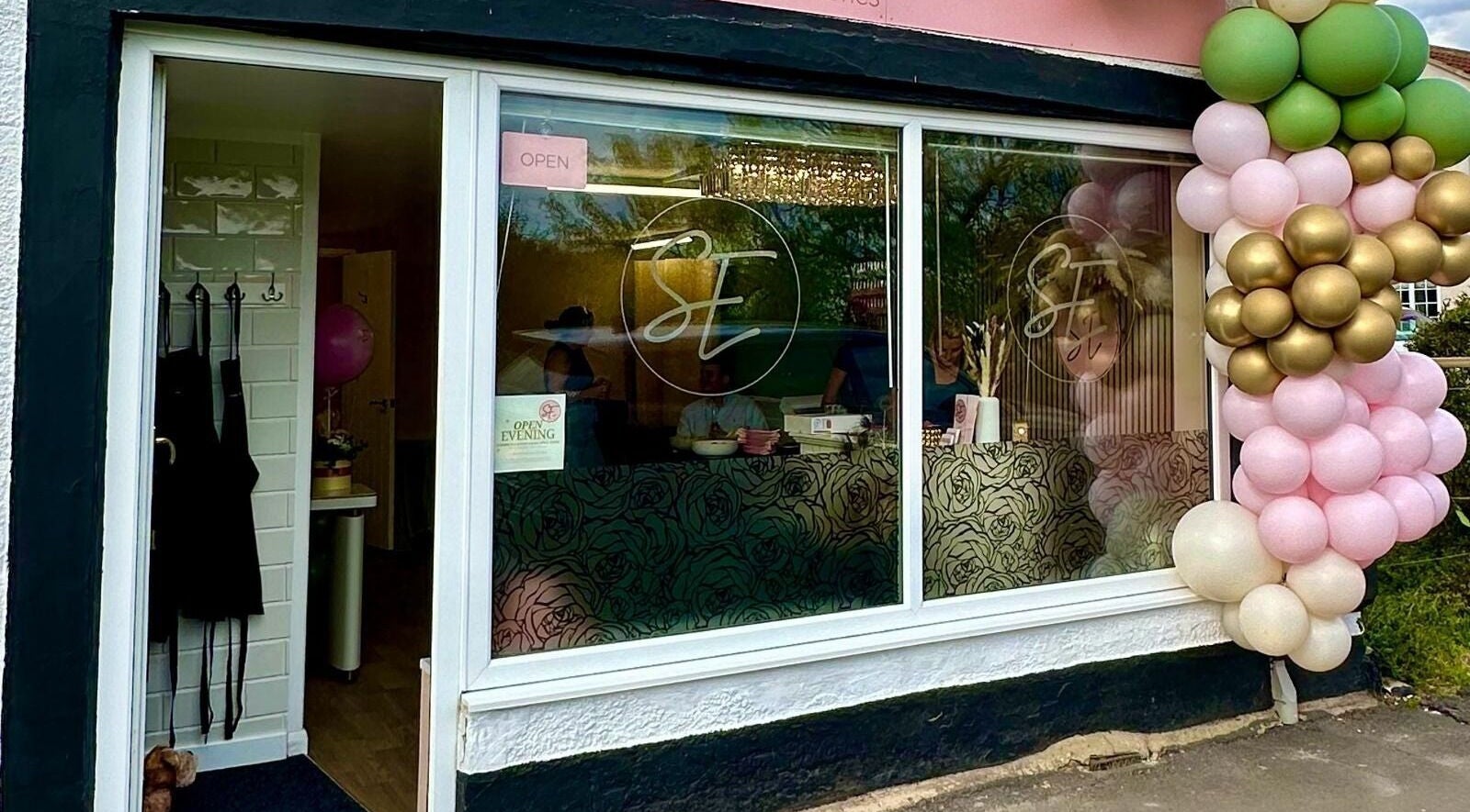 Entrance of Summer Eva Cranswick in Hutton Cranswick, England, GB decorated with balloons.
