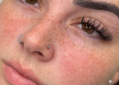 Close-up of elegant eyelash extensions at GLOW By Mads, Abbots Langley, England, GB.