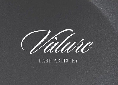 Válure Lash Artistry logo on a stylish background, Palmerston North, Manawatū-whanganui Region, NZ.
