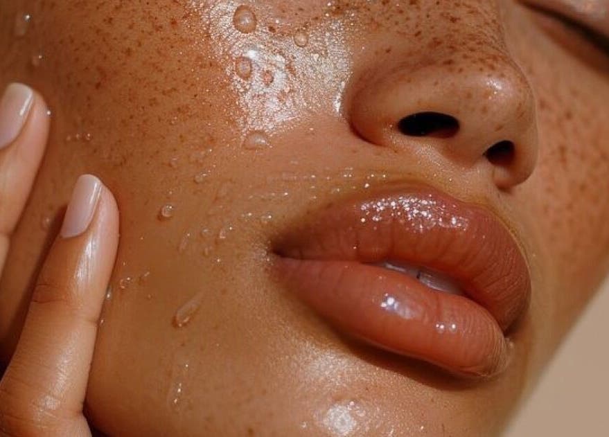 Close-up of dewy skin treatment at Complexion in Leighton Buzzard, GB.