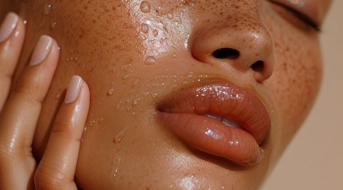 Close-up of dewy skin treatment at Complexion in Leighton Buzzard, GB.