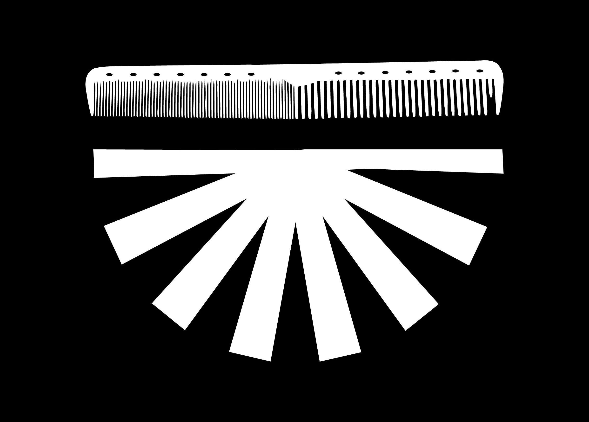 Pettine bianco su sfondo nero, simbolo di stile presso OPEN SPACE CREATIVE STUDIO, Napoli, Campania, IT.