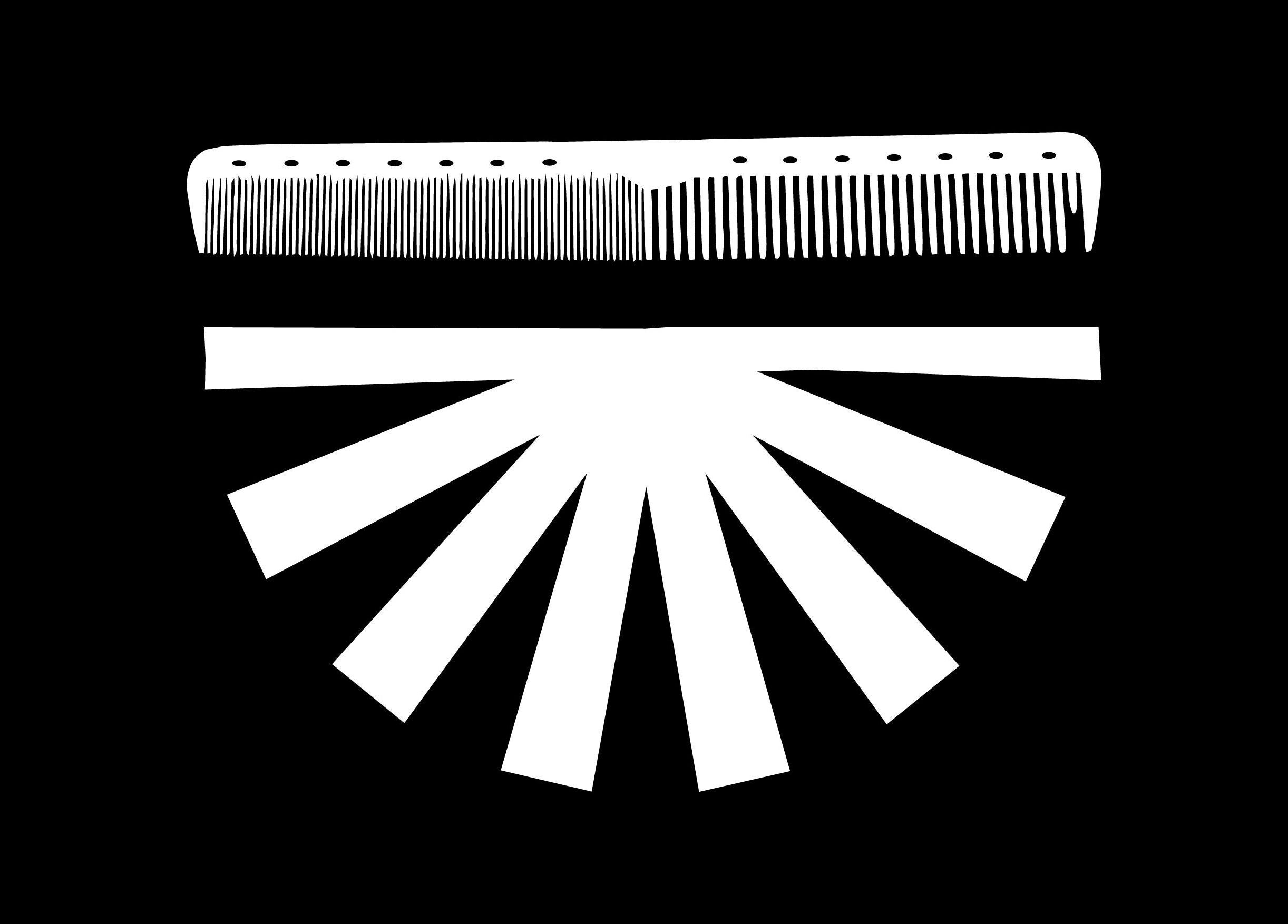 Pettine bianco su sfondo nero, simbolo di stile presso OPEN SPACE CREATIVE STUDIO, Napoli, Campania, IT.