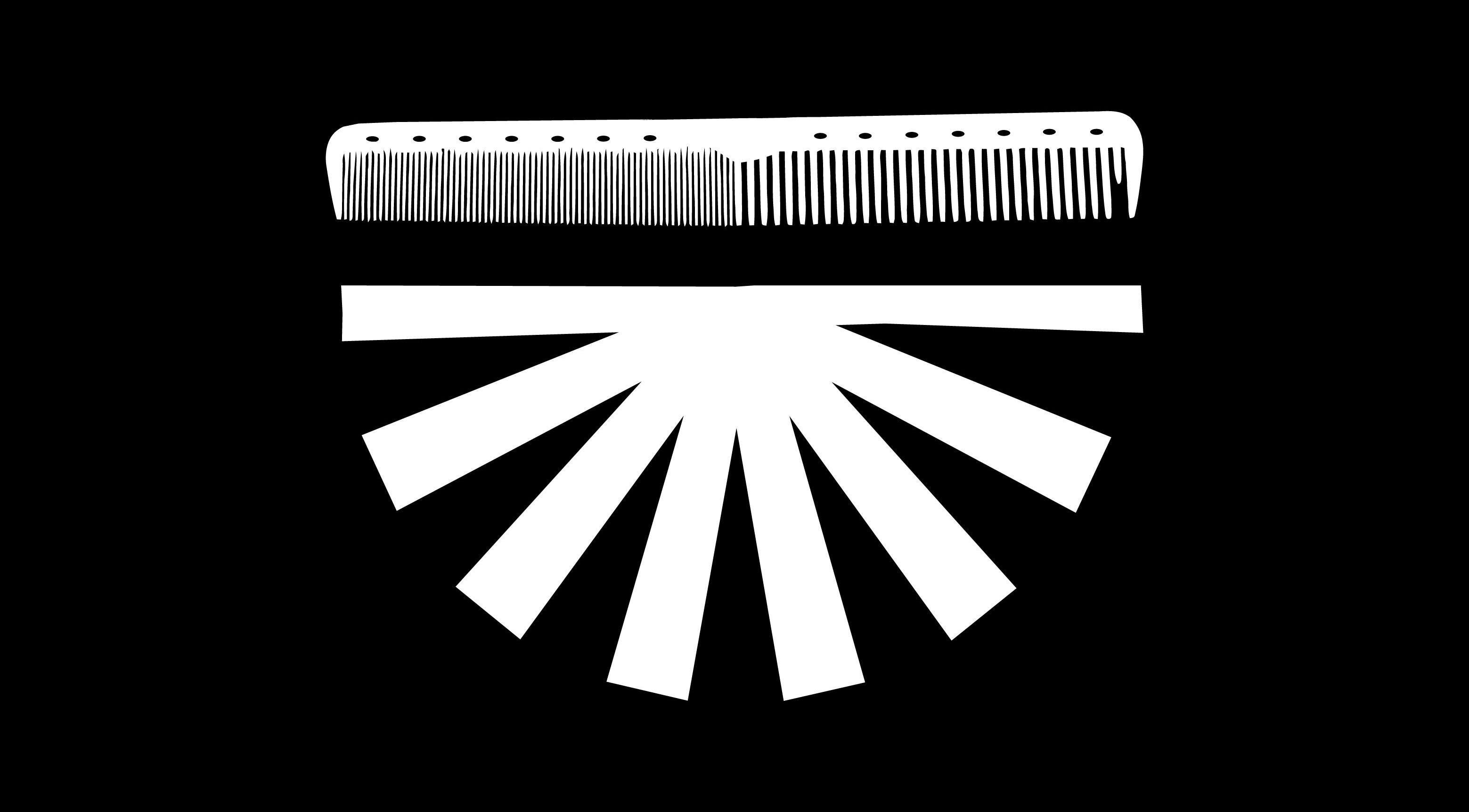 Pettine bianco su sfondo nero, simbolo di stile presso OPEN SPACE CREATIVE STUDIO, Napoli, Campania, IT.