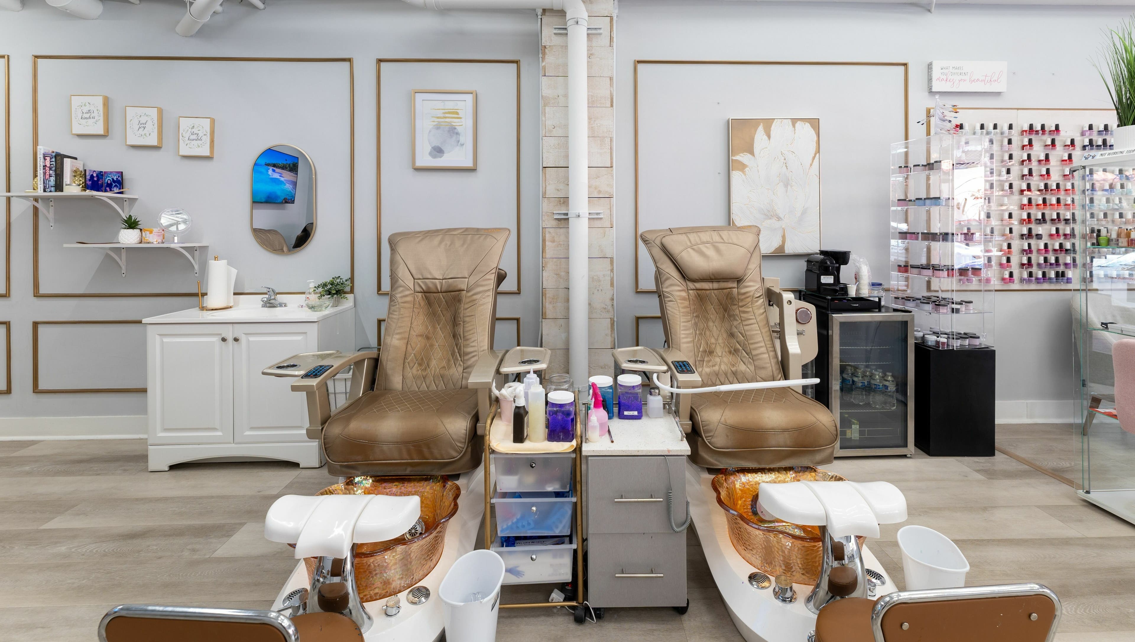 Luxurious pedicure chairs at Nail Nova Salon & Spa, Miami Lakes, Florida, US for ultimate relaxation.